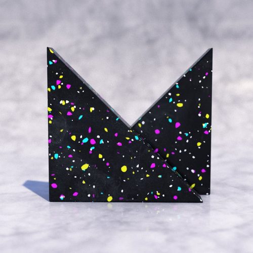 3d render of terrazzo blocks that form the letter M