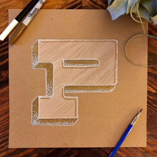 hand drawn slab serif letter P