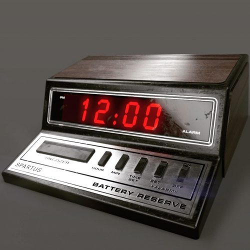 a 3d render of a vintage alarm clock, substance painter