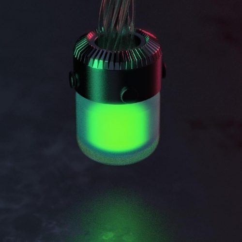 abstract 3d render of a hanging green light