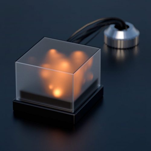 abstract render of a transparent box with lights inside