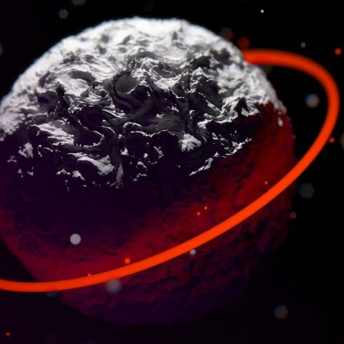 abstract 3D render of a planet with a glowing ring