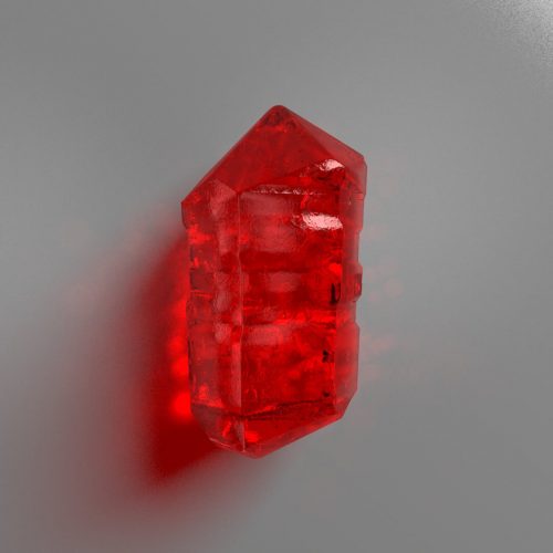 a 3D render of a red crystal using Quartz FM